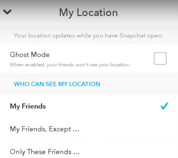 Toggle the switch to turn on Ghost Mode.