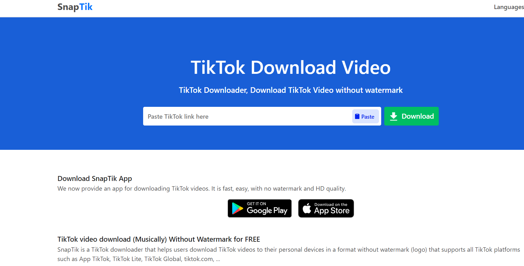 download TikTok videos using SnapTik