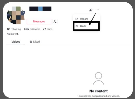 Block Someone on TikTok on desktop