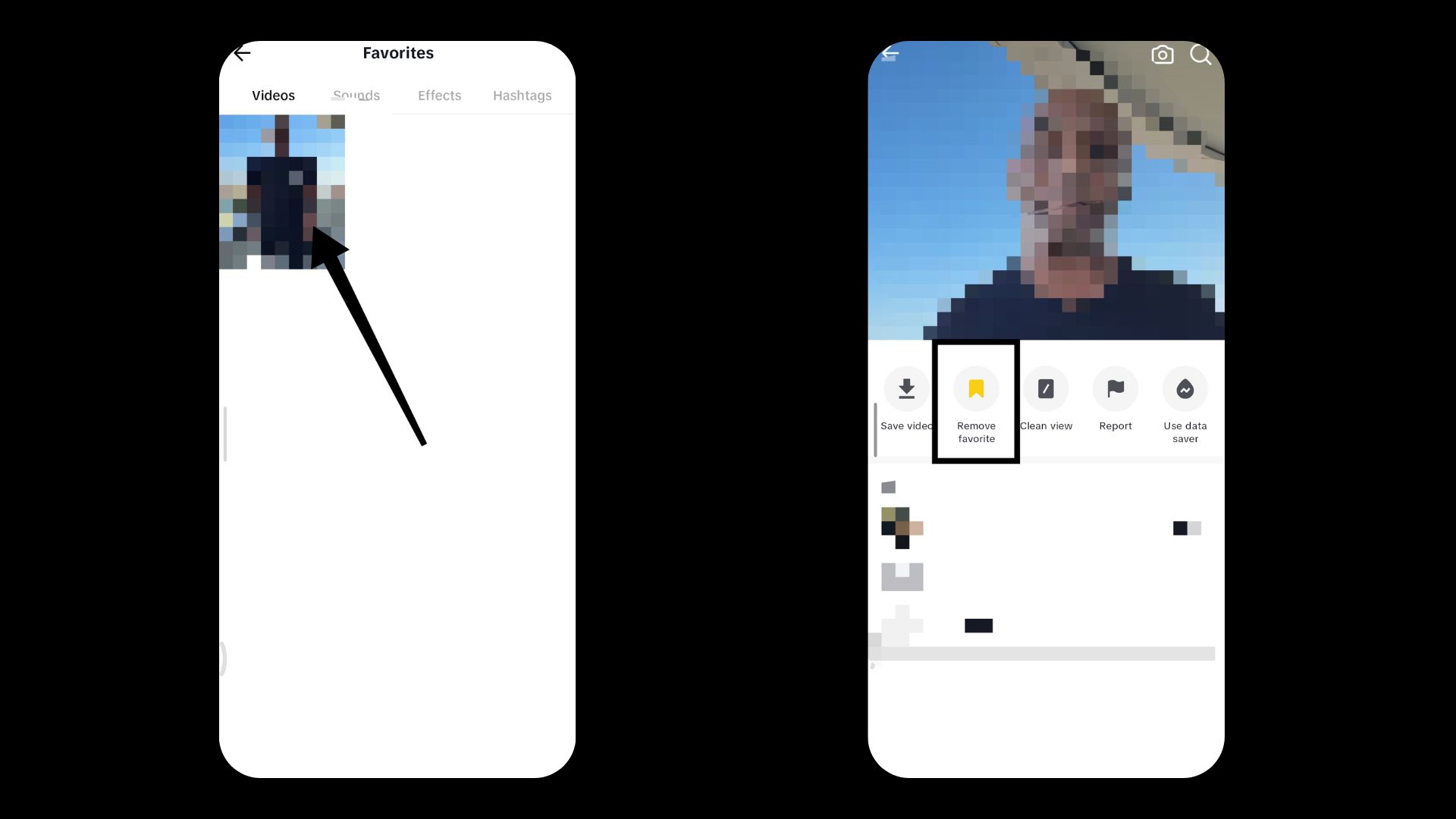 Removing a Favourite on TikTok