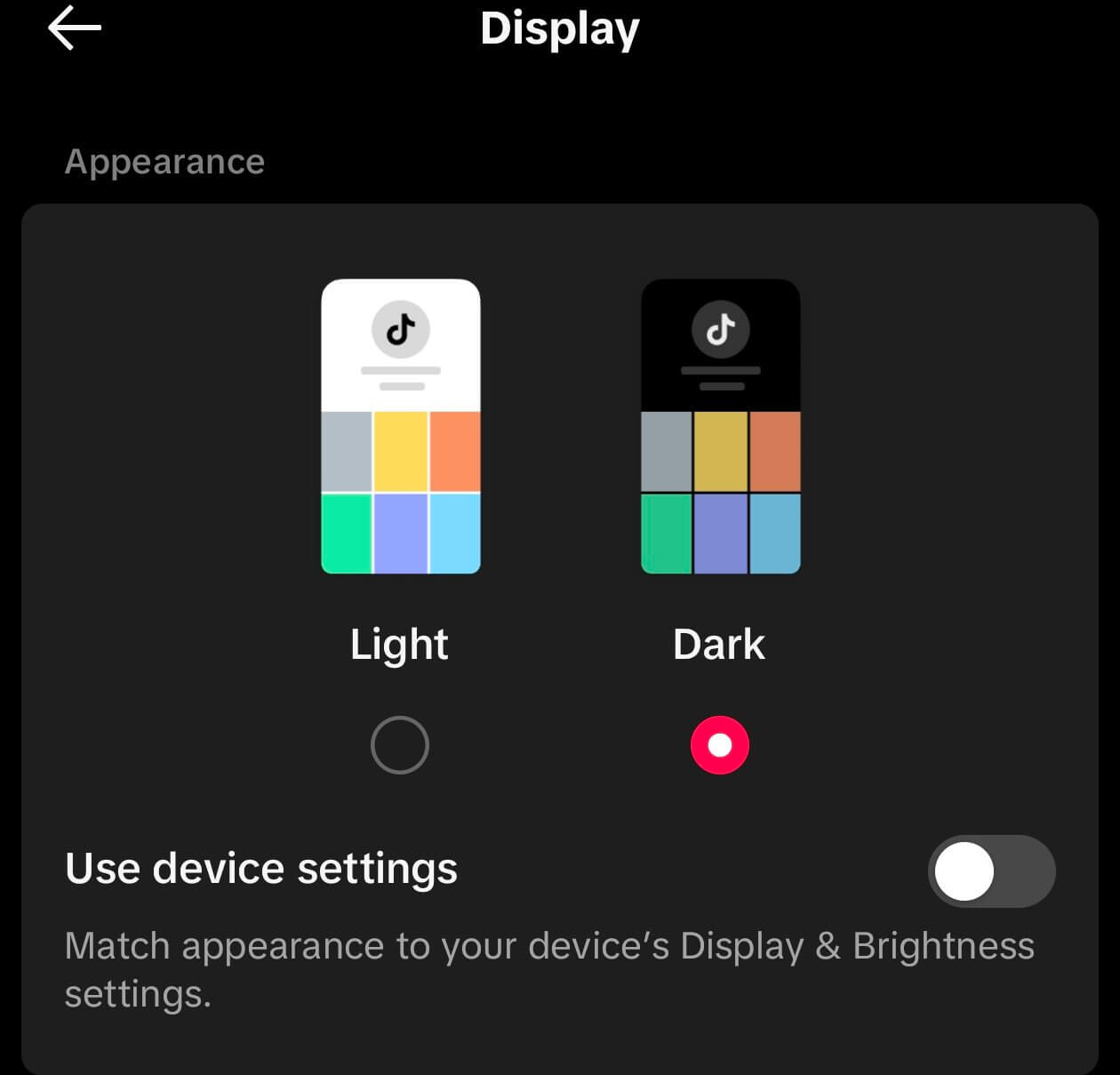 enable dark mode on tiktok for android